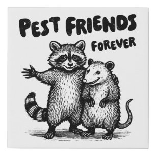 Pest Friends Forever Black Print Faux Canvas