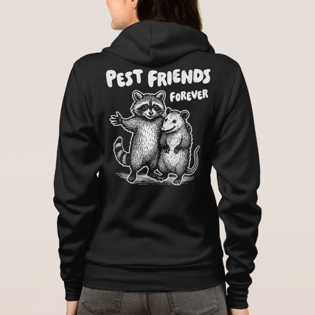 Pest Friends Forever White Print Front & Back Hoodie (Back)
