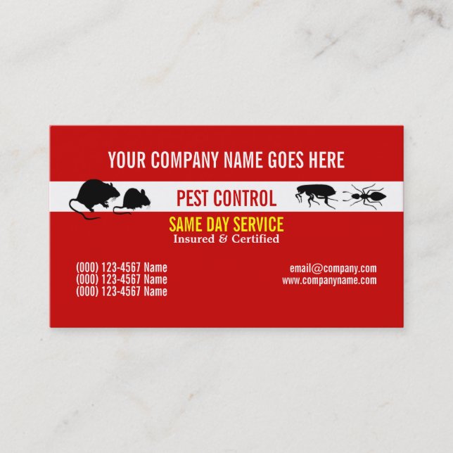 Pest Vermin Control Personalize Business Card (Front)