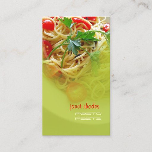 Customizable Pesto Pasta + restaurant business cards