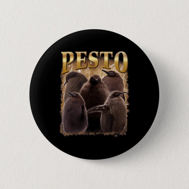 Pesto The Penguin Funny Ba1  Button (Front)