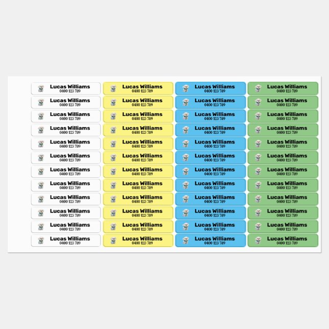 Pet1a personalized name & phone number iron-on labels (Sheet)