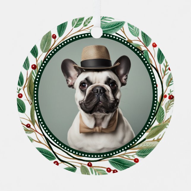 Pet 2 Photo 1st Christmas  Metal Ornament (Front)