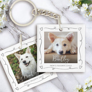 Pet 2 Photo Doodles Heart Mom Favorite Child White Keychain