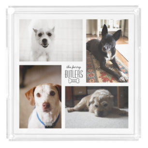 Pet 4 Photo Collage Tray with Custom Text