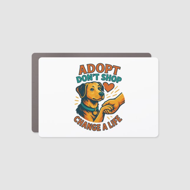 Pet Adopt Love Tee Car Magnet (Front)