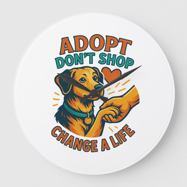 Pet Adopt Love Tee Large Clock (Front)