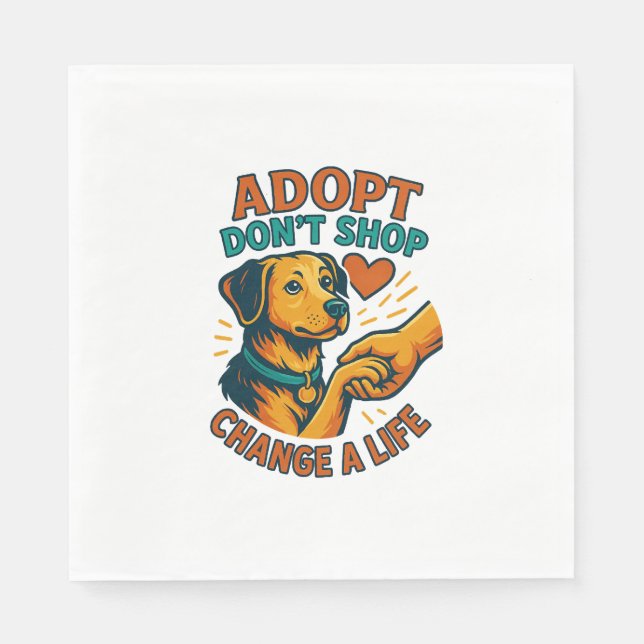 Pet Adopt Love Tee Napkins (Front)