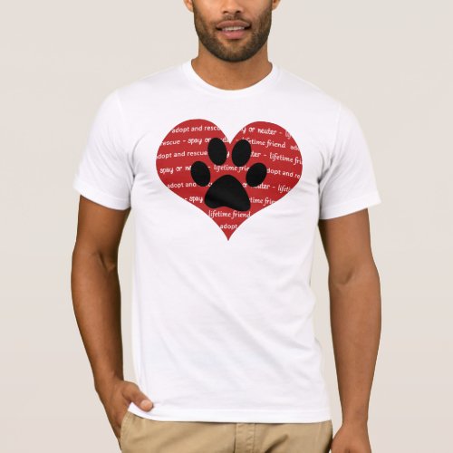 Pet adoption and rescue heart with paw print T_Shirt