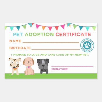Pet Adoption Certificate Sticker by TheGreekCookie at Zazzle