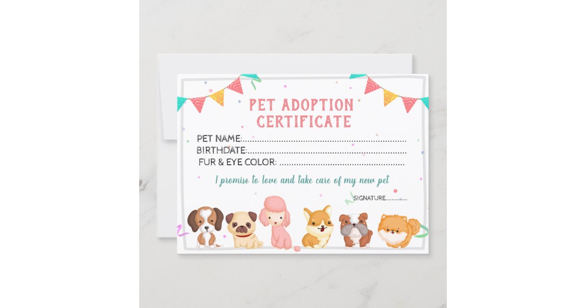 Pet Adoption Certificate template | Zazzle