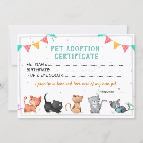 Pet Adoption Certificate template
