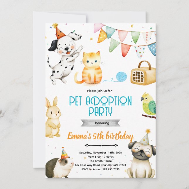 Pet Adoption Party Invitation (Front)