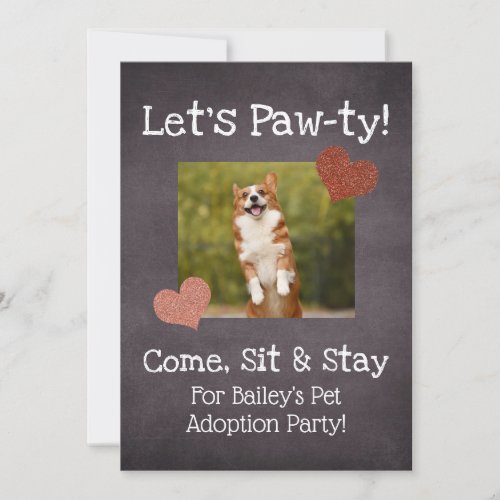 Pet Adoption Party Invitation Custom Dog Cat Photo