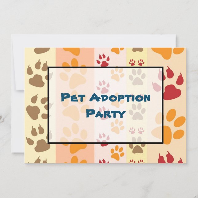 Pet Adoption Party Paw Print Pattern Invitation (Front)