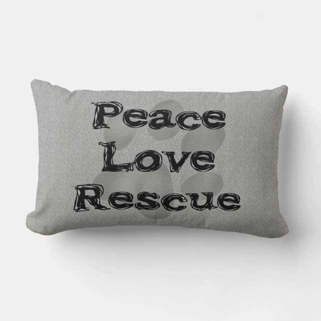 Pet Adoption Peace Love Rescue Lumbar Pillow (Front)