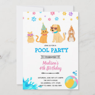 Pet adoption pool party invitation