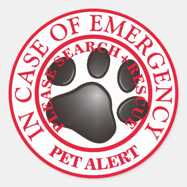 PET ALERT CLASSIC ROUND STICKER (Front)