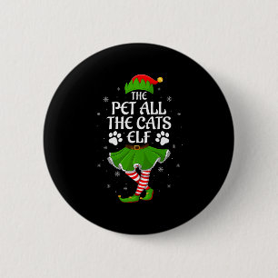 Pet All The Cats Elf Christmas Girls Women Elf Squ Button