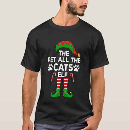 Pet All The Cats Elf Matching Family Cat Lover Chr T-Shirt
