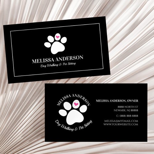 Pet Animal Dog Cat Paw Heart Custom Business Card