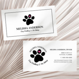 Pet Animal Dog Cat Paw Heart Custom Business Card