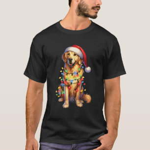 Pet Animal Golden Retriever Dog Santa hat Christma T-Shirt