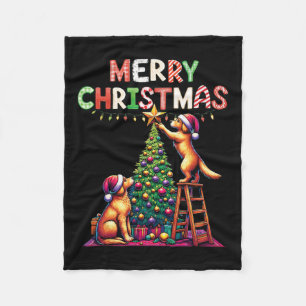 Pet Animal Golden Retriever Dogs Decorating Christ Fleece Blanket