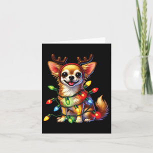 Pet Animal Lovers Chihuahua Dogs Reindeer Christma Card
