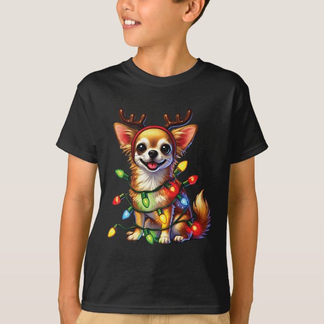 Pet Animal Lovers Chihuahua Dogs Reindeer Christma T-Shirt (Front)