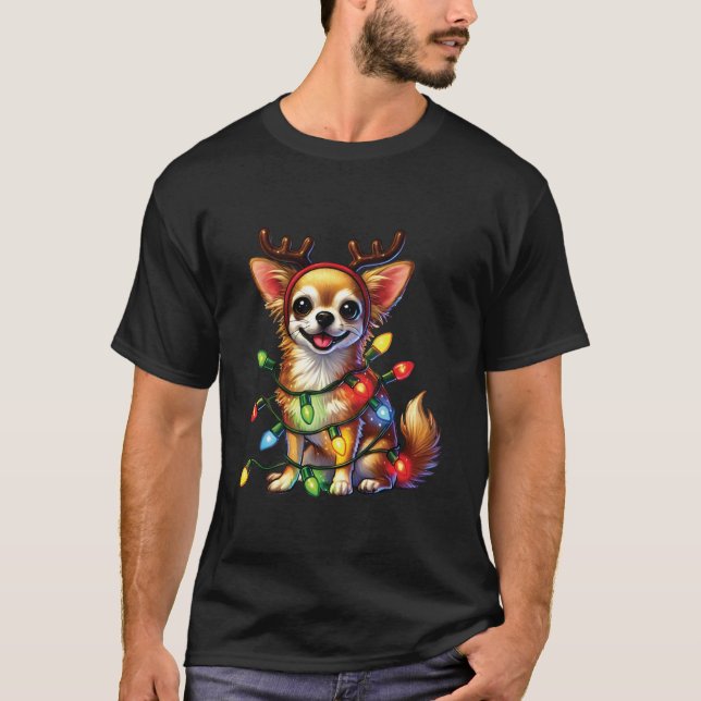 Pet Animal Lovers Chihuahua Dogs Reindeer Christma T-Shirt (Front)
