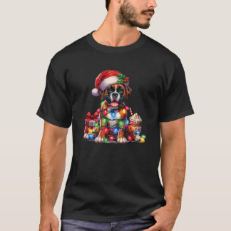 Pet Animal Lovers Cute Boxer Dog Reindeer Antlers T-Shirt