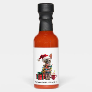 Pet Animal Lovers Cute Sphynx cat Reindeer Antlers Hot Sauces