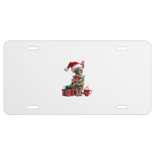Pet Animal Lovers Cute Sphynx cat Reindeer Antlers License Plate