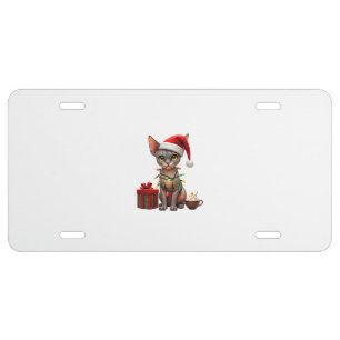 Pet Animal Lovers Cute Sphynx cat Reindeer Antlers License Plate