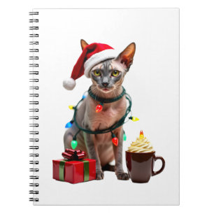 Pet Animal Lovers Cute Sphynx cat Reindeer Antlers Notebook