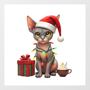 Pet Animal Lovers Cute Sphynx cat Reindeer Antlers Wall Decal