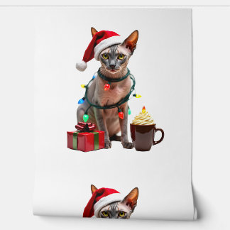 Pet Animal Lovers Cute Sphynx cat Reindeer Antlers Wallpaper