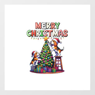 Pet Animal Lovers Xmas Beagle Dogs Decorating Chri Wall Decal