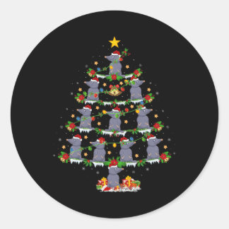 Pet Animal Xmas Lights Santa Mole Christmas Tree  Classic Round Sticker