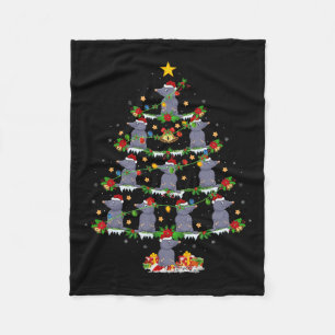 Pet Animal Xmas Lights Santa Mole Christmas Tree  Fleece Blanket