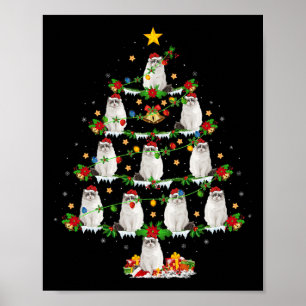 Pet Animal Xmas Lights Santa Ragdoll Cat Christmas Poster