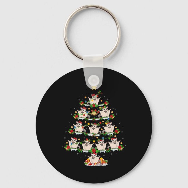 Pet Animal Xmas Lights Santa Sugar Glider Christma Keychain (Front)