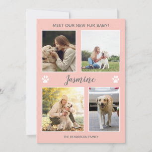 Pet Announcement New Fur Baby Photo Blush Pink