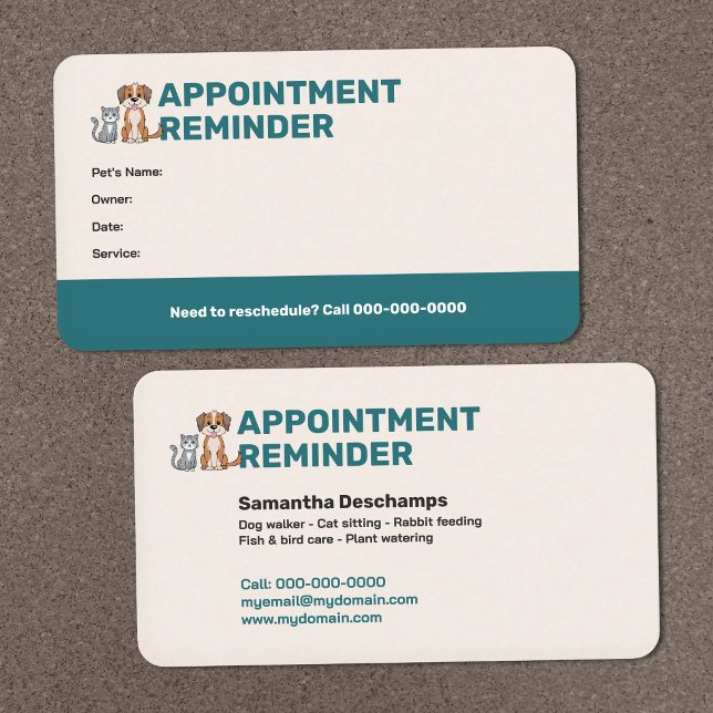 Pet Appointment Reminder Card (Pet Appointment Reminder Card)