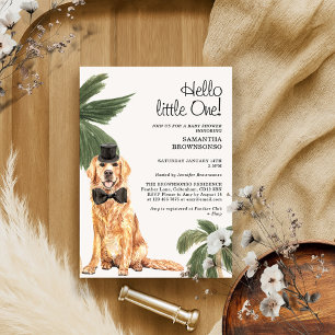 Pet Baby Shower Tropic Palm Golden Retriever Dog Invitation