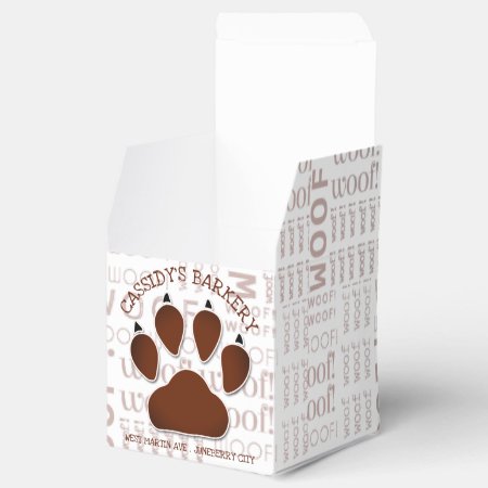 Pet Bakery Business Brown Dog Paw With Name Favor Boxes