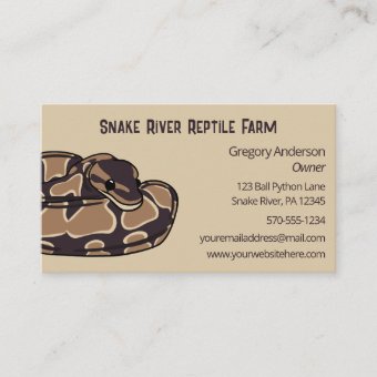 Pet Ball Python Snake Reptile Breeder Business Card | Zazzle