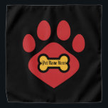Pet Bandana Large Animal Paw<br><div class="desc">Adorable animal paw print design on a large 22" x 22" pet bandana. Perfect for pet lovers who want their furry friend to look stylish and cute. Personalize it with your pet's name where it says "Write name here". Lightweight, breathable, quick-drying fabric. Reusable and machine washable for easy care. DESCRIPCIÓN...</div>