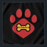 Pet Bandana Large Animal Paw<br><div class="desc">Adorable animal paw print design on a large 22" x 22" pet bandana. Perfect for pet lovers who want their furry friend to look stylish and cute. Personalize it with your pet's name where it says "Write name here". Lightweight, breathable, quick-drying fabric. Reusable and machine washable for easy care. DESCRIPCIÓN...</div>